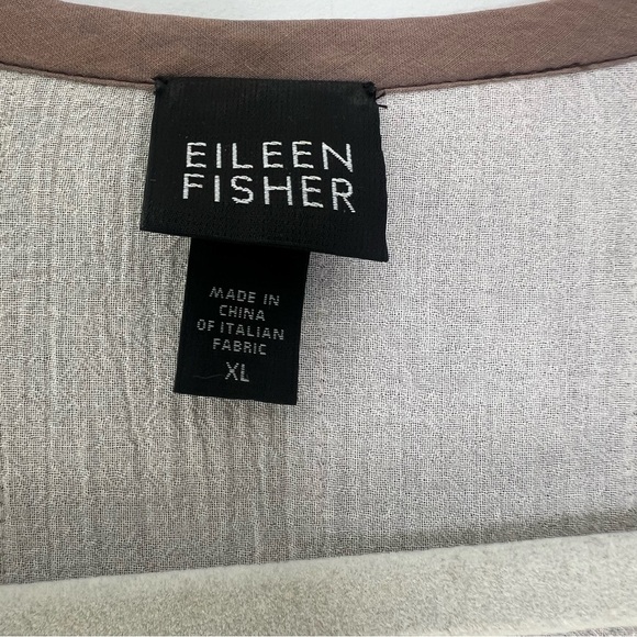 Eileen Fisher tan linen blend open front jacket tie front Sz XL - Picture 4 of 10